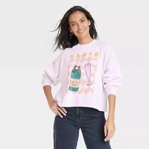 Women's Sante Champagne Graphic Sweatshirt - Pink XL